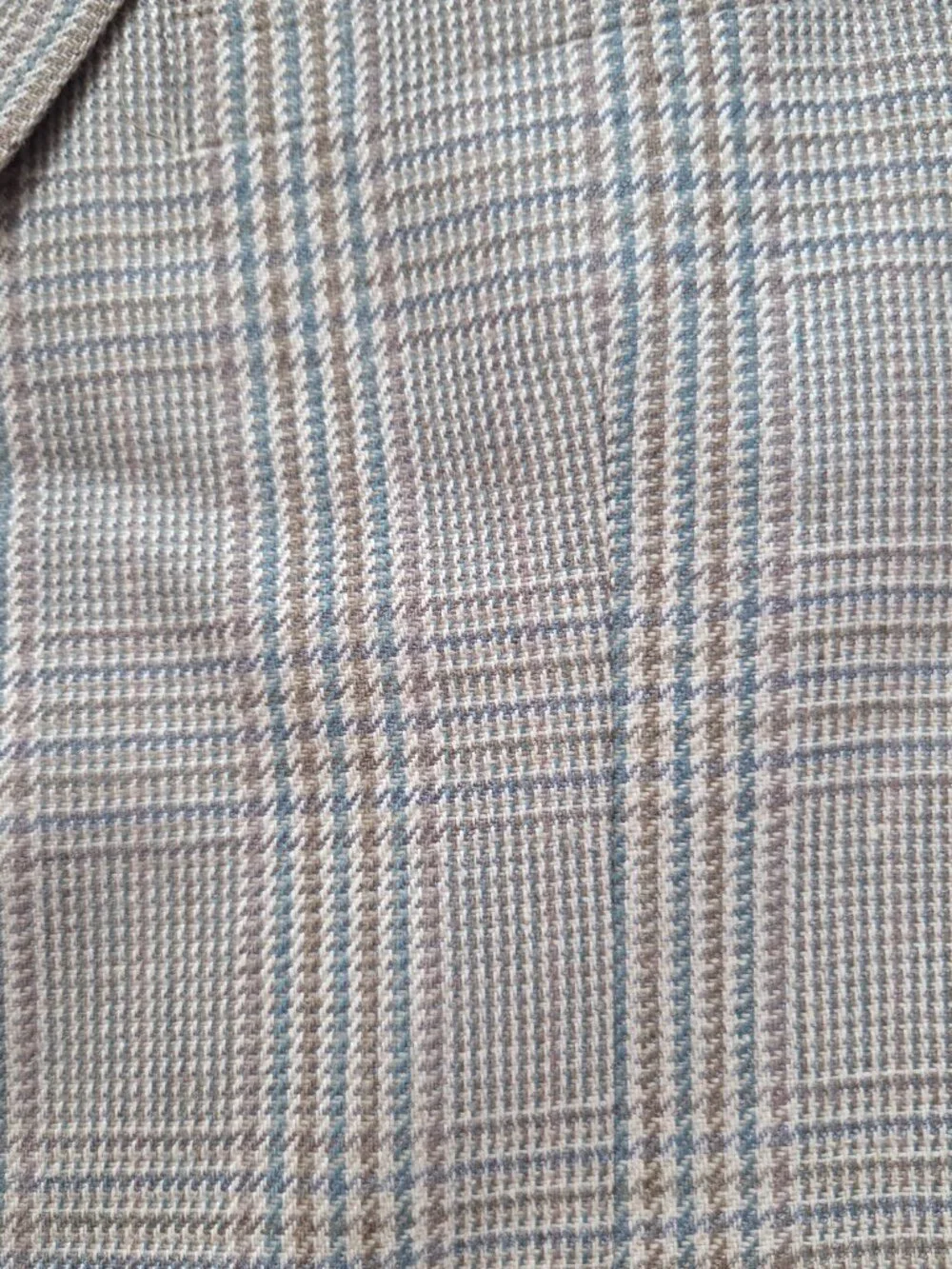 Vintage Orvis Blazer Mens 44R Tan Blue Wool Tweed Houndstooth Check USA Made